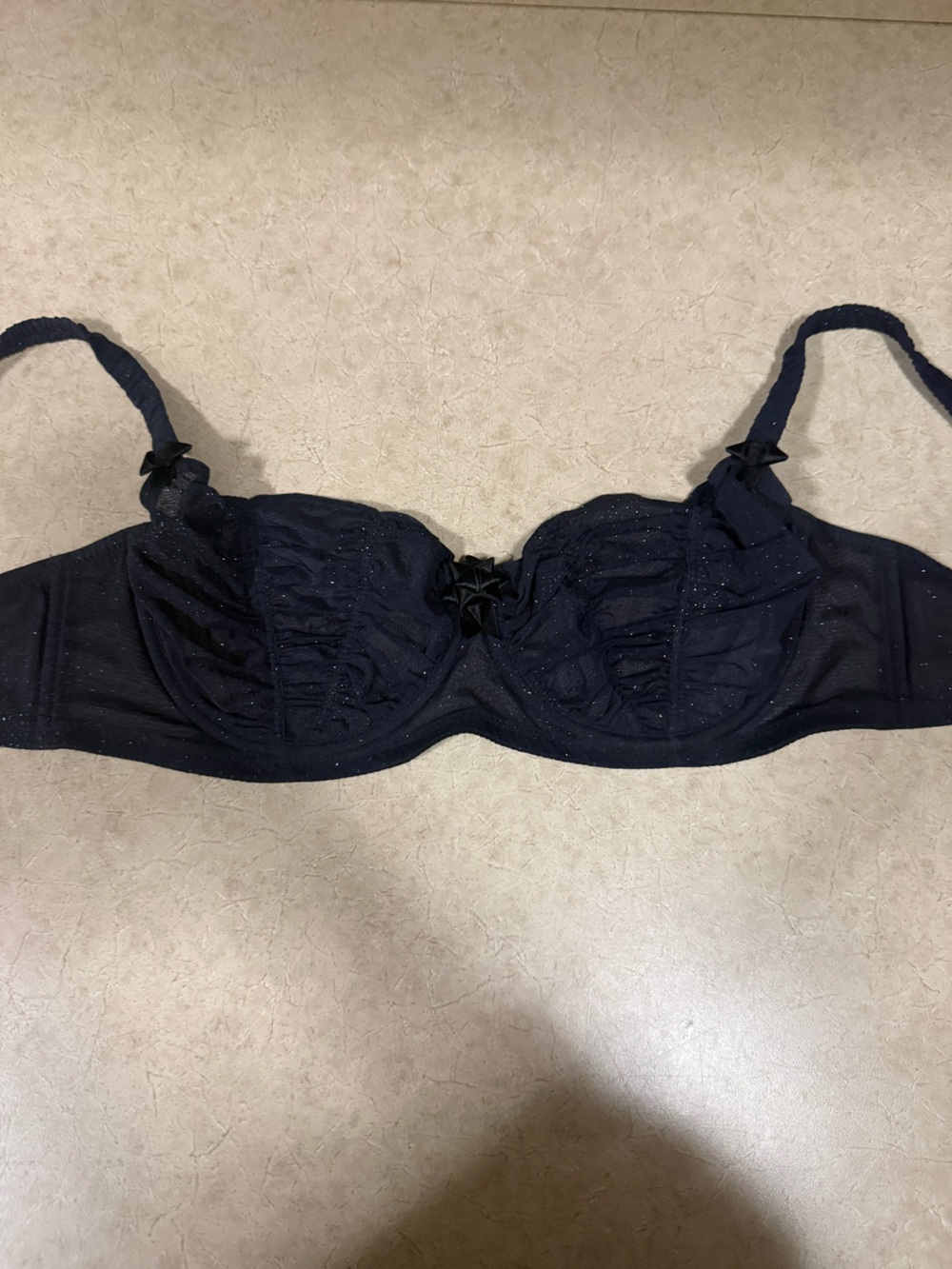 Chantal Thomass Navy Underwire Lace-Effect Bra with Sparkle Accents